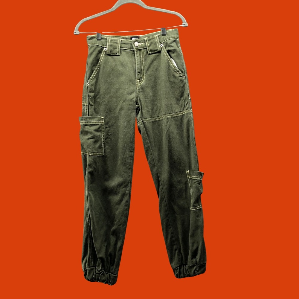BDG Urban Outfitters Olive Green Cargo Jogger Pants Womens 24 Contrast Stitch